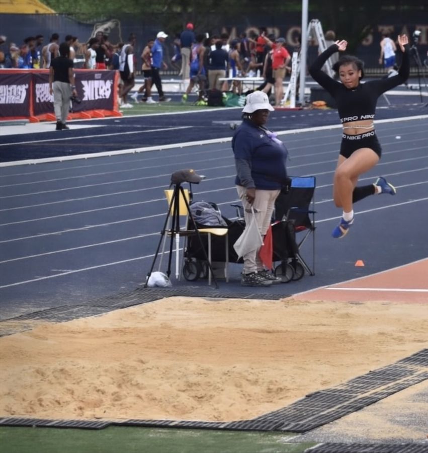 Track and field long jump competition