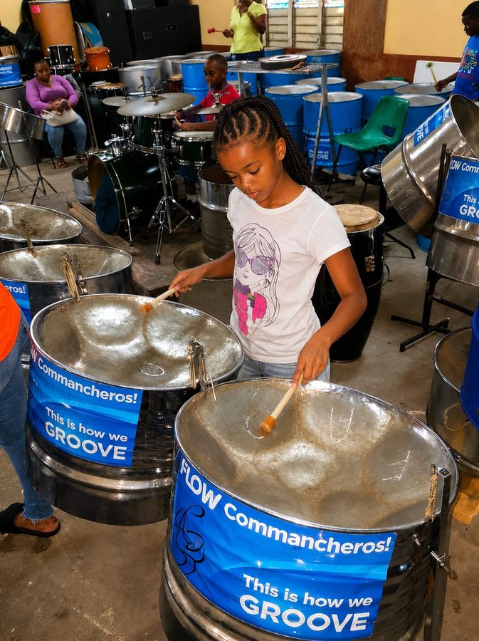 Playing steel pan