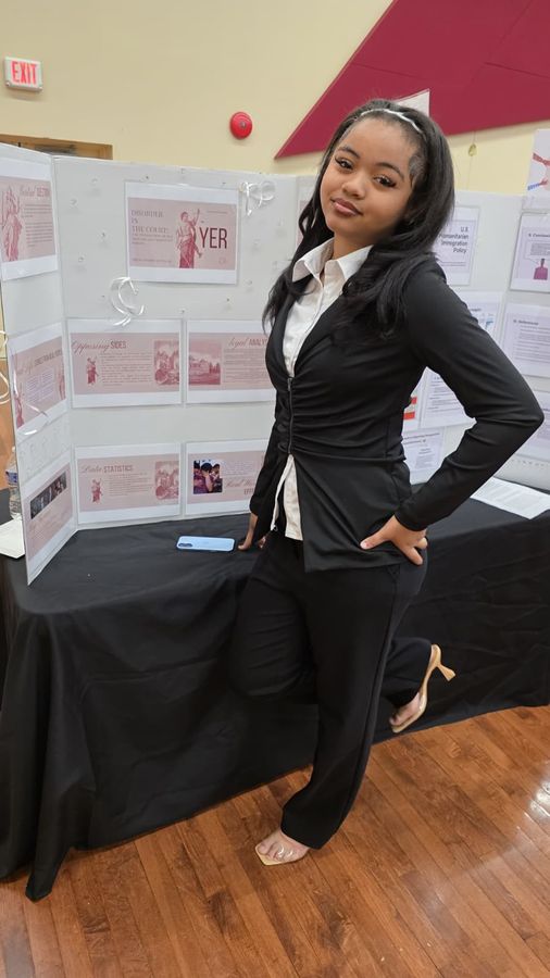 Presenting a legal research project at a school fair